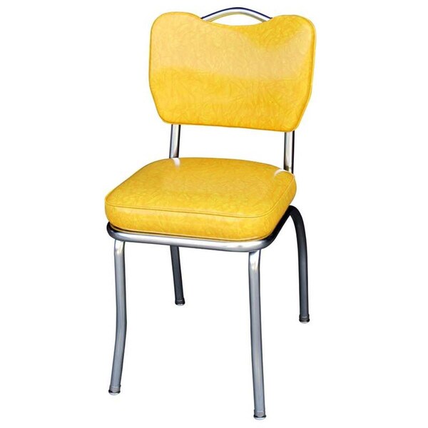 Richardson Seating Corp Richardson Seating Corp 4261CIY 4261 Handle Back Diner Chair -Cracked Ice Yellow- with 2 in. Box Seat - Chrome 4261CIY - main